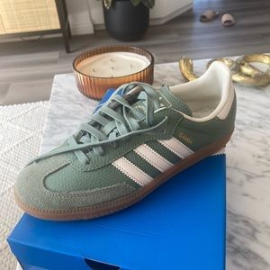 Brand new Green Adidas Sambas. Women’s size 7